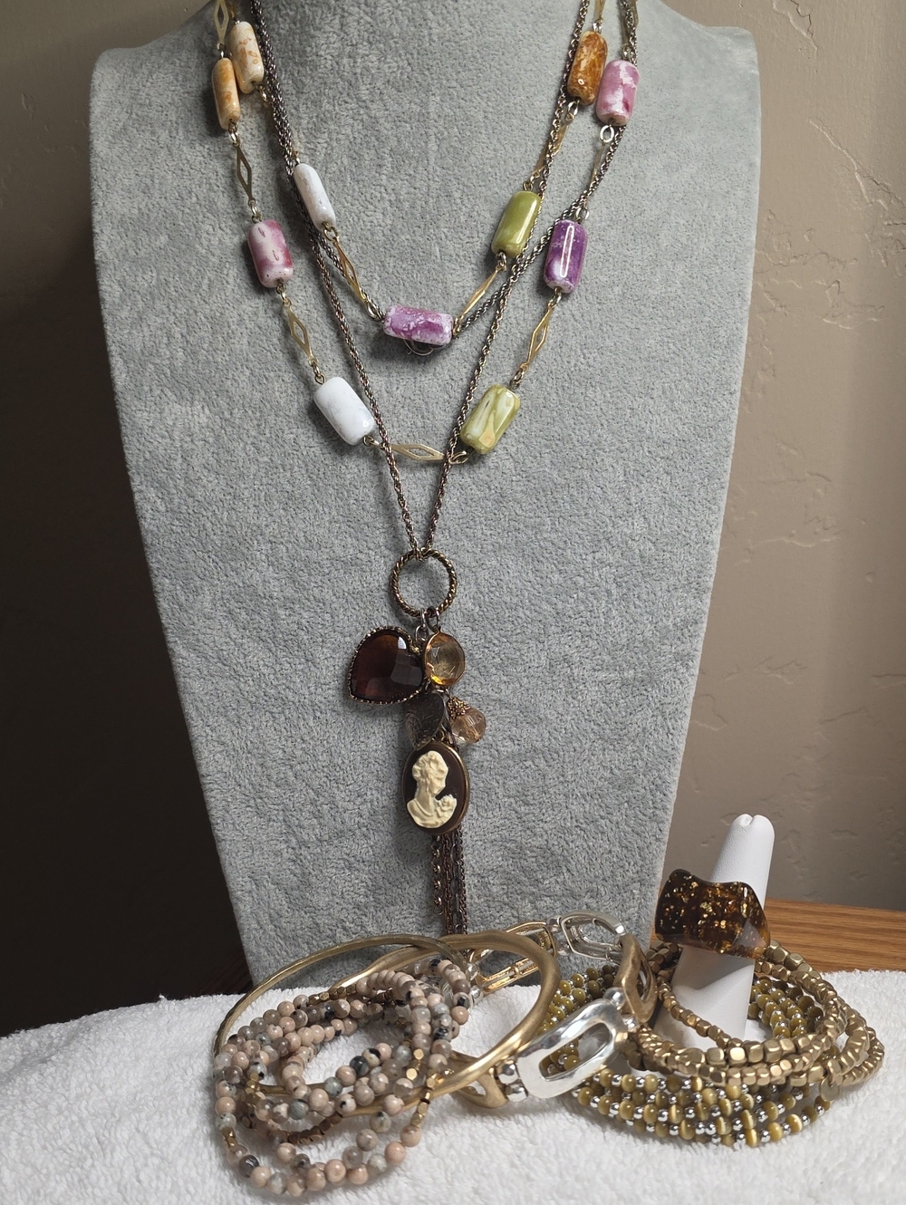 Curated Romantic Boho Jewelry Bundle -12 Pieces Mix of Necklaces/Bracelets/Ring